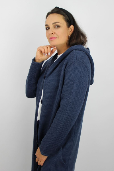 Жакет с капюшоном и длинным рукавом из шерстяного трикотажа Полесье С2701-18 8С8514-Д43 158,164 синяя_туча - фото 2