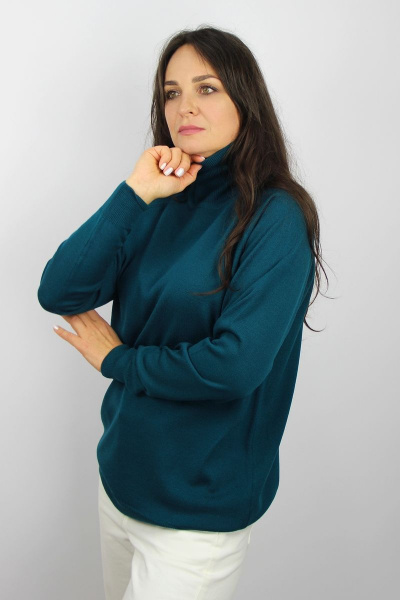 Свитер прямой посадки с высоким воротником из трикотажа Полесье С3433-17 7С1582-Д43 170,176 морская_волна - фото 5