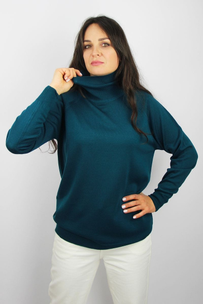 Свитер прямой посадки с высоким воротником из трикотажа Полесье С3433-17 7С1582-Д43 170,176 морская_волна - фото 4