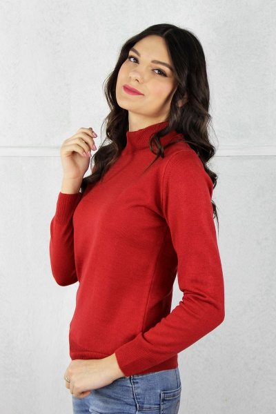 Красный свитер из шерстяного трикотажа прямого силуэта Полесье С3731-23 3С8783-Д43 170,176 красный_минерал - фото 2