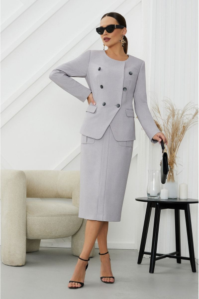 Жакет, юбка Lissana 4820 серый - фото 4