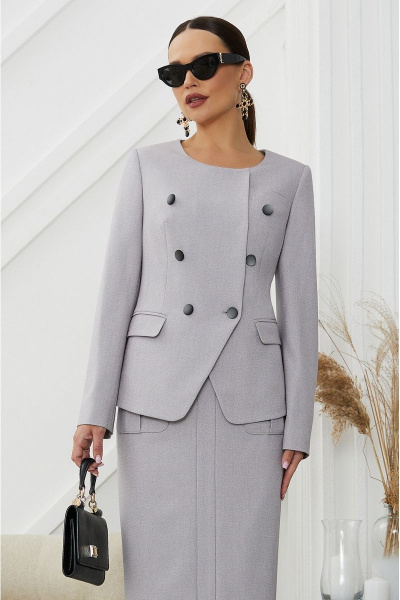 Жакет, юбка Lissana 4820 серый - фото 3