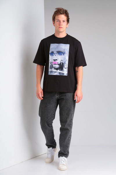 Джемпер на каждый день из трикотажа, черный, универсальный HIT 0215/1 черный - фото 4