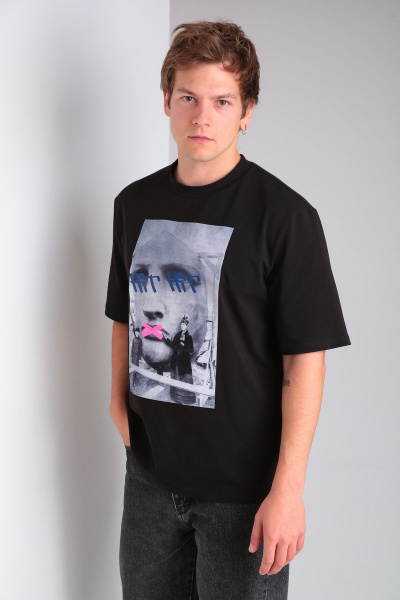 Джемпер на каждый день из трикотажа, черный, универсальный HIT 0215/1 черный - фото 3