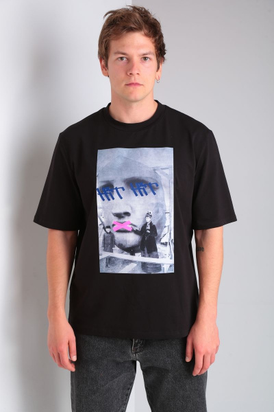 Джемпер на каждый день из трикотажа, черный, универсальный HIT 0215/1 черный - фото 1