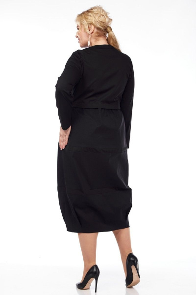 Платье на каждый день из текстиля и хлопка, черное, о-образный силуэт Диомант 1913 - фото 2