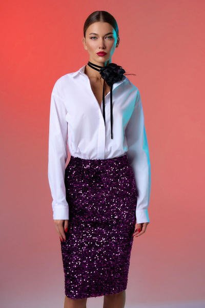 Фиолетовая юбка из пайеток с зауженным к низу кроем DILIA 0794 мультидизайн - фото 1