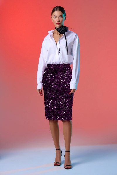 Фиолетовая юбка из пайеток с зауженным к низу кроем DILIA 0794 мультидизайн - фото 2