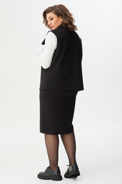 Элегантный демисезонный комплект из жилета и юбки BegiModa 3044 черный - фото 7