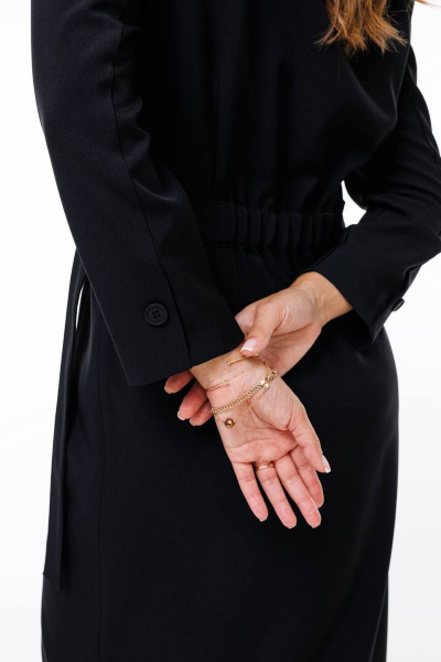 Деловое платье с запахом на пояс и пиджачным воротником SandyNa 130131 черный - фото 8