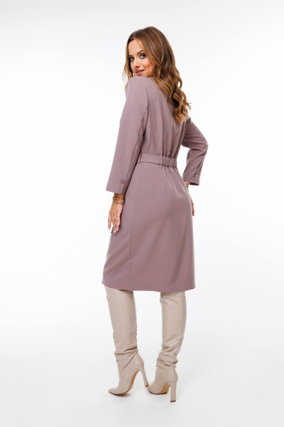 Деловое платье с запахом и разрезом на боковом шве SandyNa 130131 лилово-бежевый - фото 4