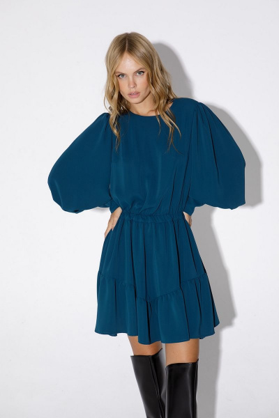 На каждый день платье с принтом из текстильной ткани PiRS 4904 изумрудный - фото 1