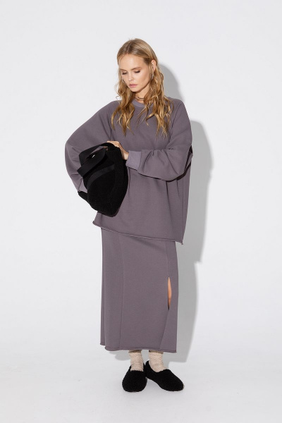 Свитшот, юбка PiRS 5010 серо-бежевый - фото 5