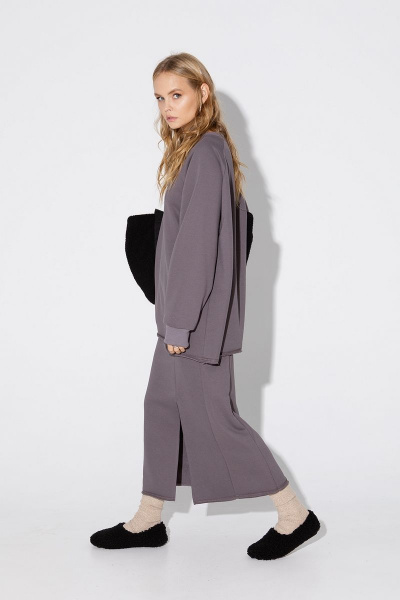 Свитшот, юбка PiRS 5010 серо-бежевый - фото 2