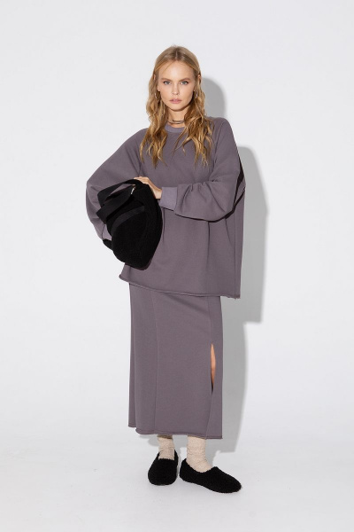 Свитшот, юбка PiRS 5010 серо-бежевый - фото 1