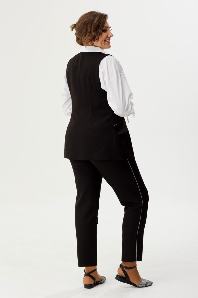 Стильный жилет из стрейчевого текстиля с блестящими клапанами BegiModa 7013 черный - фото 6