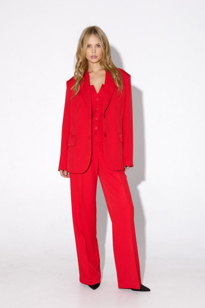 Демисезонный костюм-тройка из жакета, топа-корсета и палаццо PiRS 5026 - фото 9