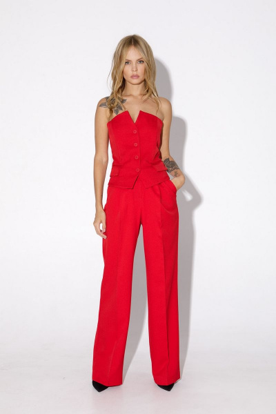 Демисезонный костюм-тройка из жакета, топа-корсета и палаццо PiRS 5026 - фото 7