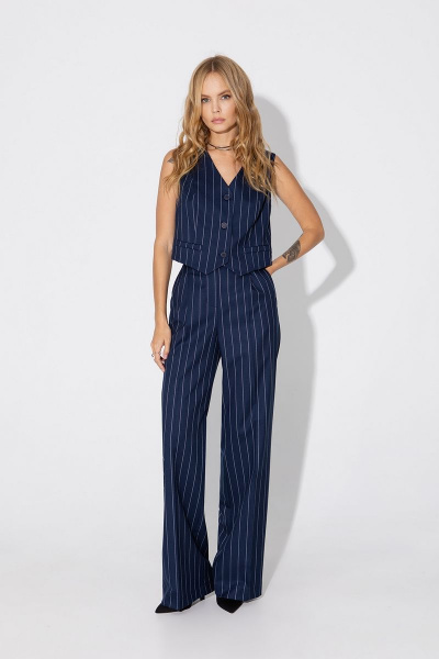 Костюм-тройка жакет жилет брюки палаццо деловой стиль PiRS 5042 - фото 10