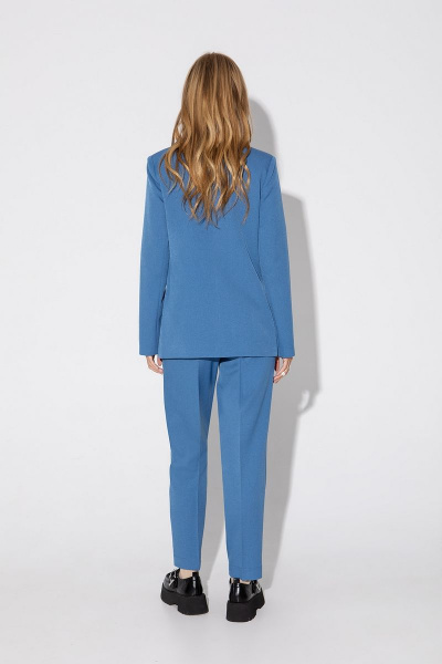 Классический костюм-двойка двубортный жакет и укороченные брюки PiRS 5048 голубой - фото 4
