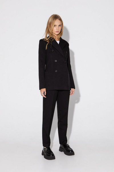 Классический костюм-двойка жакет и брюки строгие PiRS 5048 черный - фото 2