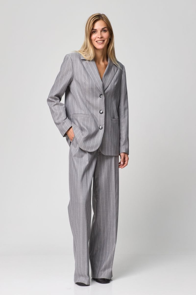 Двухпредметный костюм жакета и брюк из костюмной ткани THE NAME 2264 серый - фото 1