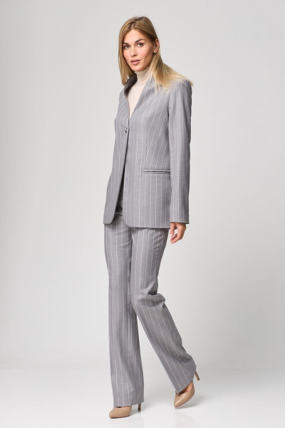 Деловые брюки из текстиля с классическим кроем и высокой талией THE NAME 2266 серый - фото 1