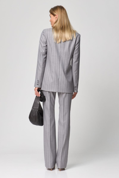 Деловые брюки из текстиля с классическим кроем и высокой талией THE NAME 2266 серый - фото 3