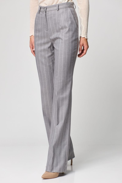 Деловые брюки из текстиля с классическим кроем и высокой талией THE NAME 2266 серый - фото 2
