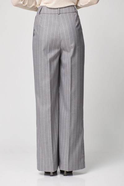 Прямые брюки из текстиля с боковыми карманами и высокой посадкой THE NAME 2271 серый - фото 5