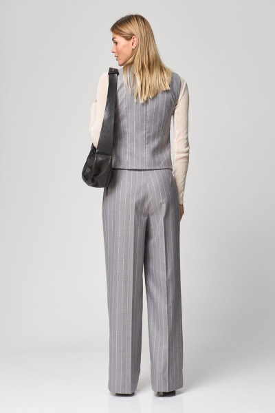 Прямые брюки из текстиля с боковыми карманами и высокой посадкой THE NAME 2271 серый - фото 4