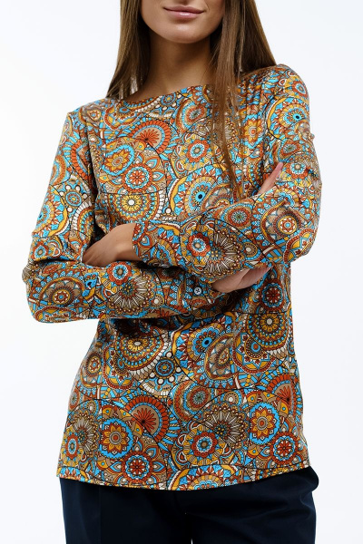 Блуза Manika Belle 301А43/4 коричневый,голубой - фото 3