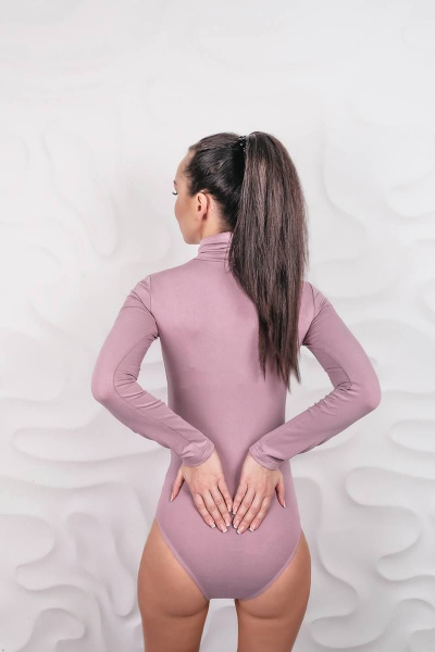 Розовое трикотажное боди-водолазка с длинным рукавом Legend Style B-024 пудра - фото 4