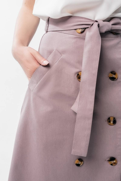 Трапецеидальная джинсовая юбка по переду с пуговицами Legend Style S-009 какао - фото 4