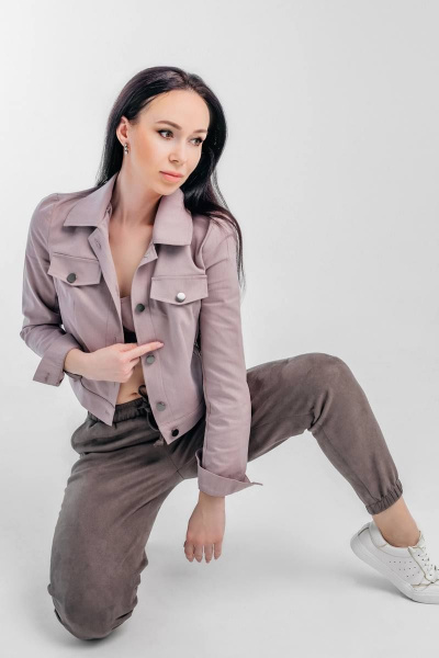 Джинсовый жакет с хлопком для повседневных образов Legend Style G-005 какао - фото 5