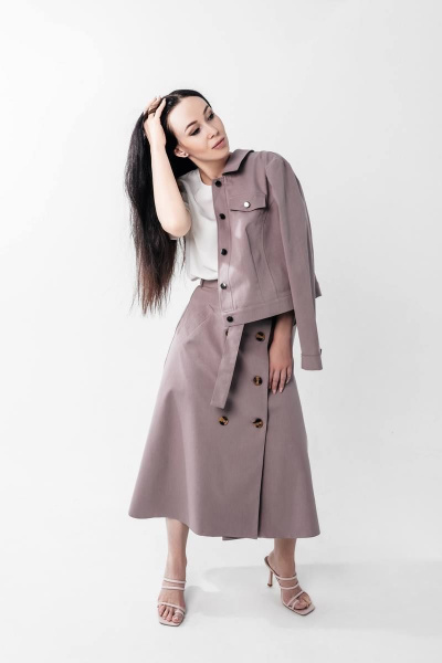 Джинсовый жакет с хлопком для повседневных образов Legend Style G-005 какао - фото 4