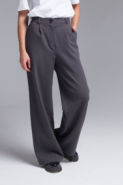 Брюки палаццо из трикотажа с карманами для повседневных образов Legend Style P-019 серый - фото 1