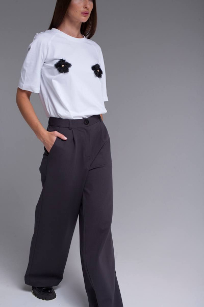 Брюки палаццо из трикотажа с карманами для повседневных образов Legend Style P-019 серый - фото 6