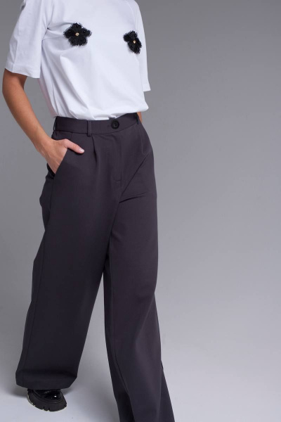 Брюки палаццо из трикотажа с карманами для повседневных образов Legend Style P-019 серый - фото 5