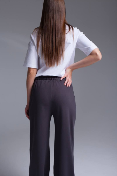 Брюки палаццо из трикотажа с карманами для повседневных образов Legend Style P-019 серый - фото 4