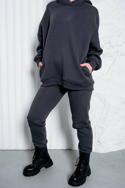 Демисезонный спортивный костюм из хлопка и трикотажа Legend Style K-014 графит - фото 5