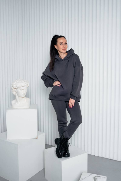 Демисезонный спортивный костюм из хлопка и трикотажа Legend Style K-014 графит - фото 2