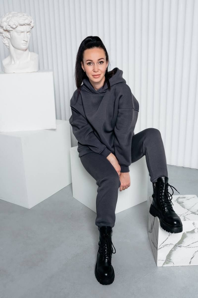 Демисезонный спортивный костюм из хлопка и трикотажа Legend Style K-014 графит - фото 1