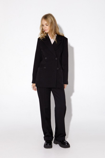 Костюм-тройка из жакета, жилета и брюк из текстиля для делового стиля PiRS 4928 черный - фото 8