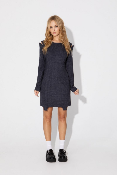 Платье мини футляр с рельефными швами длинный рукав классика PiRS 4930 - фото 1