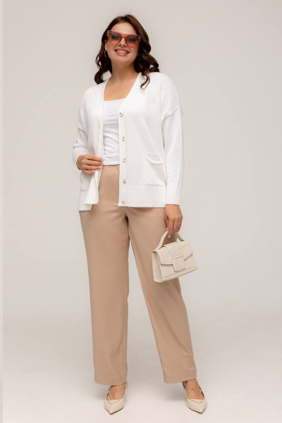 Пуговичный женский кардиган из хлопка с добавлением акрила Romgil 559ТЗ белый - фото 5