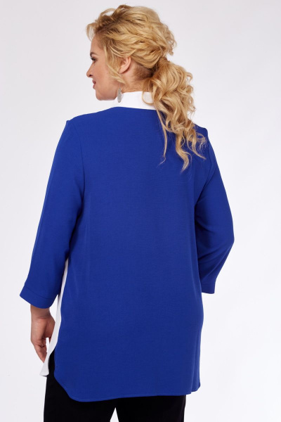 Белая и синяя блузка из текстиля с планкой и разрезами Ga-Ta Style 1592 - фото 5