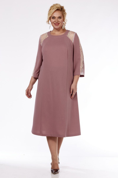 Платье А-силуэта с гипюровой вставкой и сборкой Ga-Ta Style 1643 - фото 3