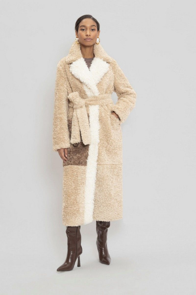 Шуба ElectraStyle 6-3203мМ-0354/0358/0354 бежевый - фото 1