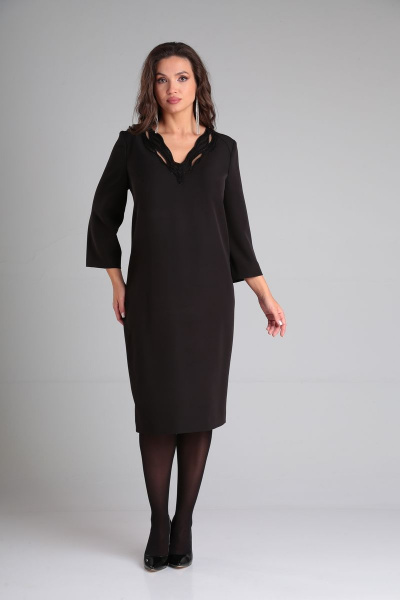 Платье прямого силуэта с уобразным вырезом и вышивкой ALEZA 1169 - фото 1